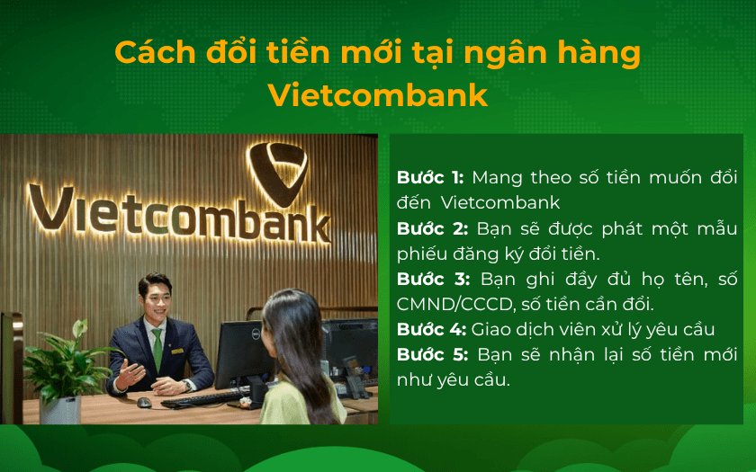 Cách đổi tiền mới tại ngân hàng Vietcombank đơn giản