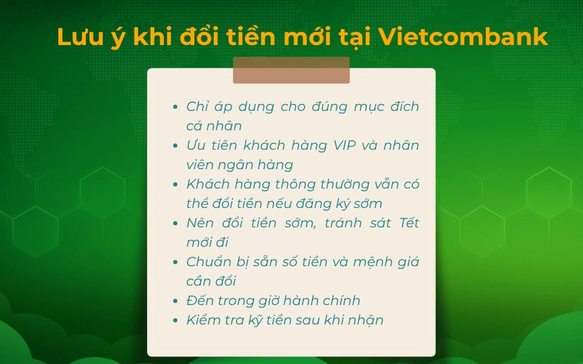 Lưu ý khi đổi tiền mới tại Vietcombank bạn cần biết