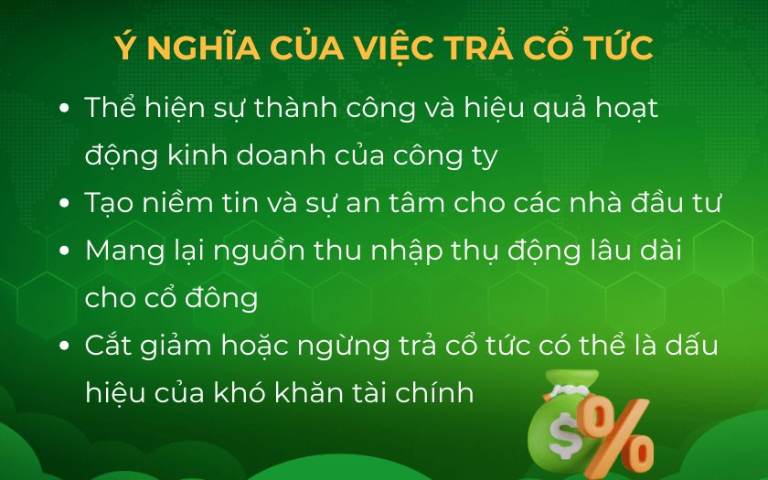 Những ý nghĩa của việc trả cổ tức