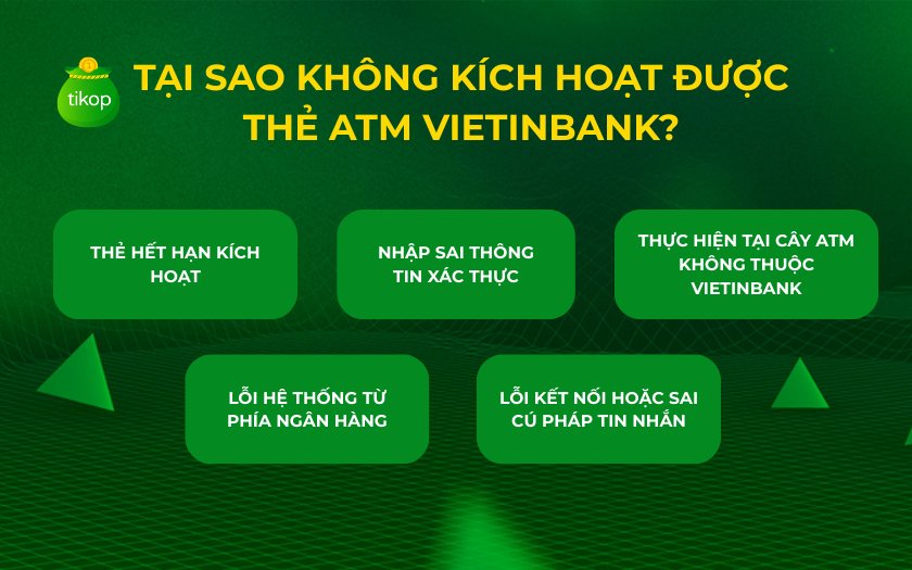 Lý do không kích hoạt được thẻ ATM Vietinbank