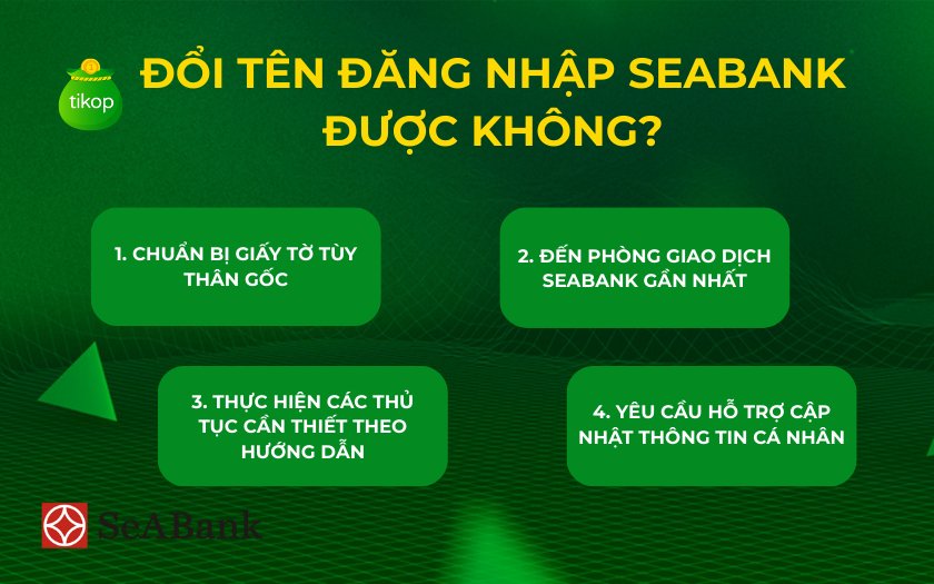 Đổi tên đăng nhập SeABank được không?