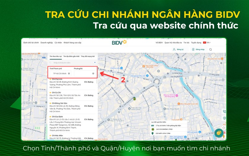 Tra cứu chi nhánh ngân hàng BIDV qua website (2)