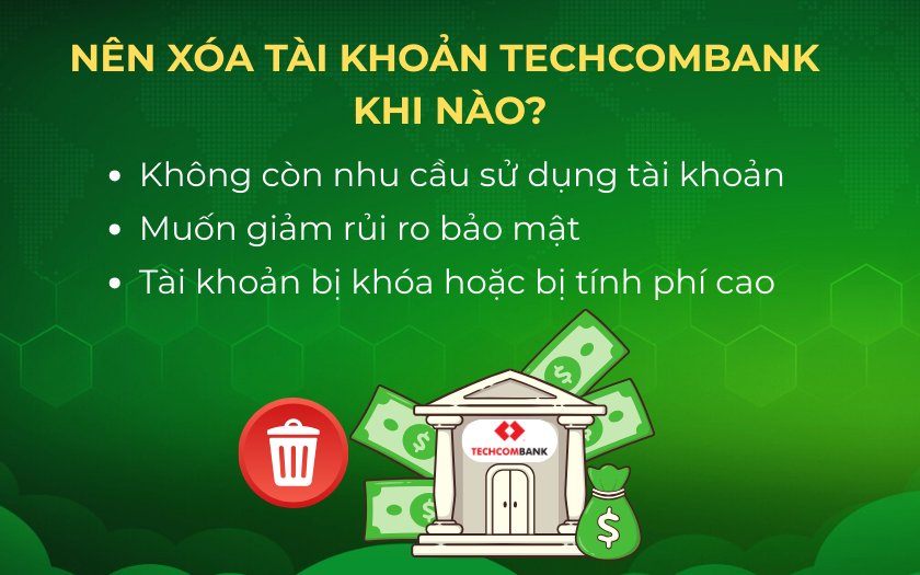 Một số lý do cân nhắc xóa tài khoản Techcombank