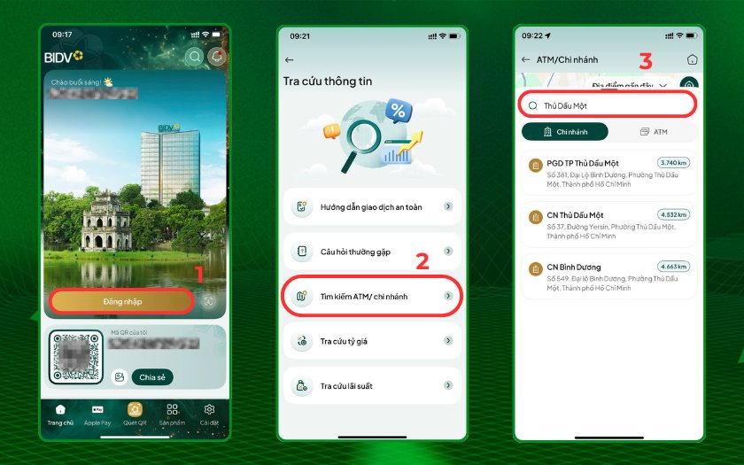 Thao tác thực hiện tra cứu trên ứng dụng BIDV SmartBanking