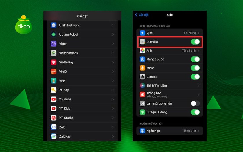  Tìm tên của app vay tiền muốn chặn và gạt công tắc bên cạnh sang trái