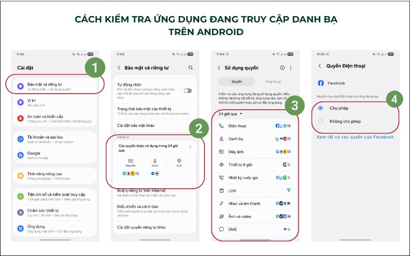 Cách kiểm tra và quản lý quyền truy cập danh bạ trên điện thoại Android