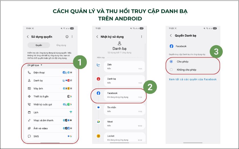 Các bước quản lý và thu hồi quyền truy cập danh bạ trên Android