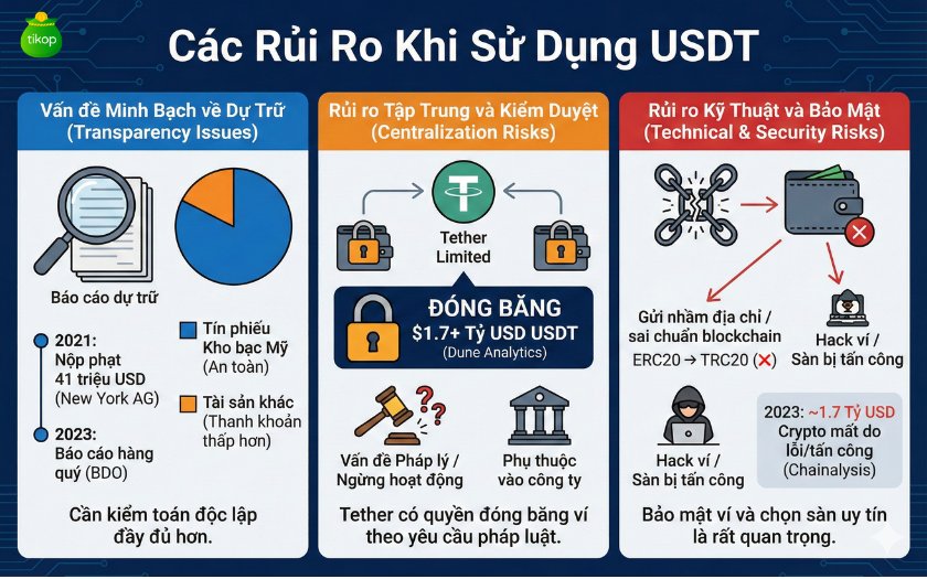 Rủi ro và hạn chế của USDT Rủi ro và hạn chế của USDT
