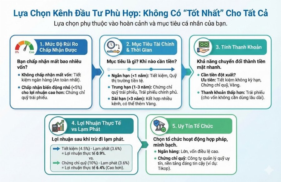 Tiêu chí chọn kênh đầu tư an toàn