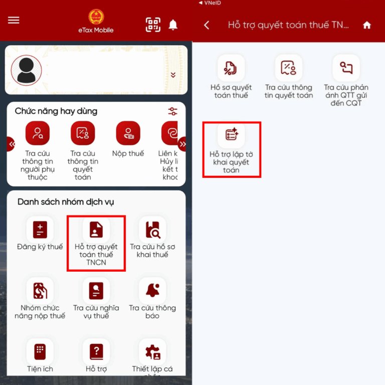 Chọn hỗ trợ quyết toán thuế TNCN