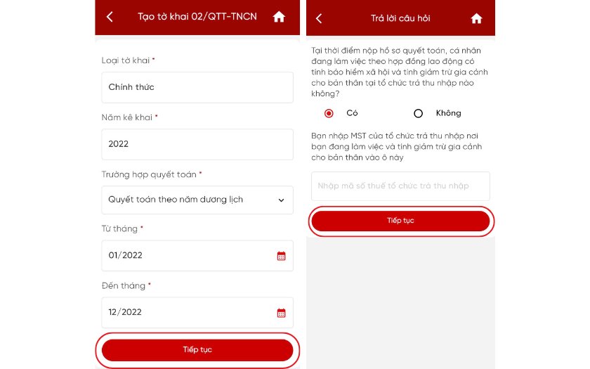 Nhập thông tin cá nhân