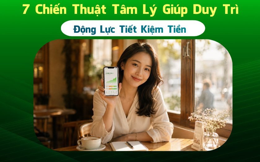 Tikop - Người trẻ ngồi nhìn điện thoại thể hiện động lực tiết kiệm tiền bền vững