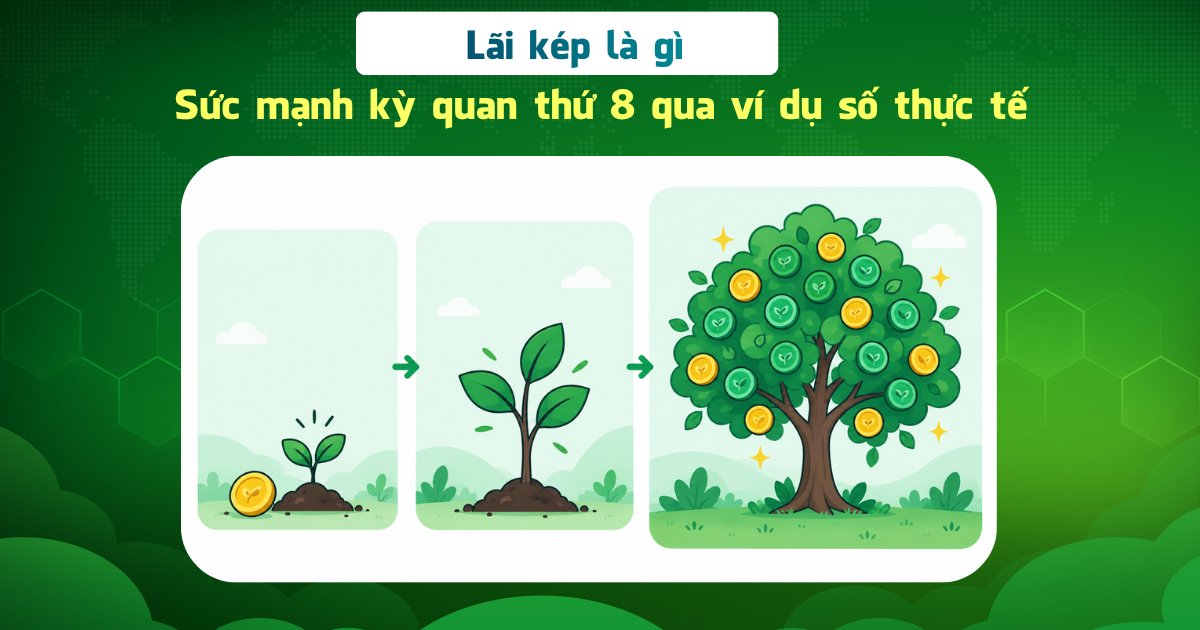 Lãi kép là gì - sức mạnh kỳ quan thứ 8 qua ví dụ số thực tế Tikop - Lãi kép là gì và sức mạnh lãi kép trong đầu tư dài hạn